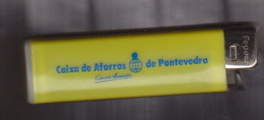 MECHERO Encendedor MARCA FEUDOR CAJA AHORROS DE PONTEVEDRA Briquet Accendino 8cm 